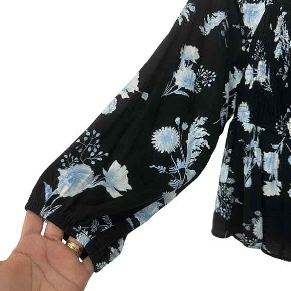 Torrid Floral Print Peplum Top Womens Plus Size 3 Smocked Square Neck - Picture 9 of 13